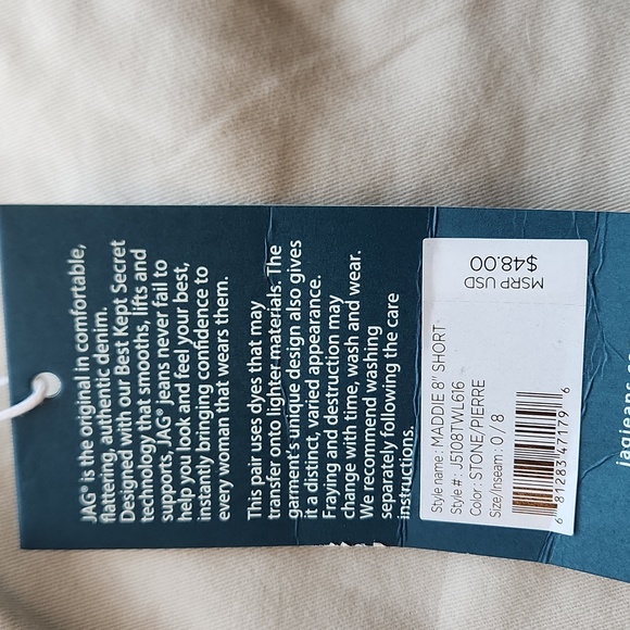Jag Jeans Maddie Shorts, Size 0, BNWT - Picture 3 of 8